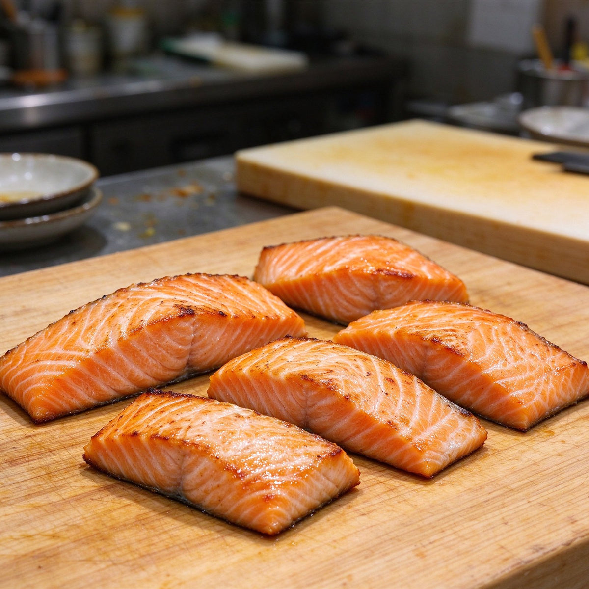 Fresh Raw Salmon Sashimi Fillets